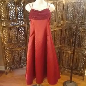 Burgundy dress w/ small rhinestones, size 14 child